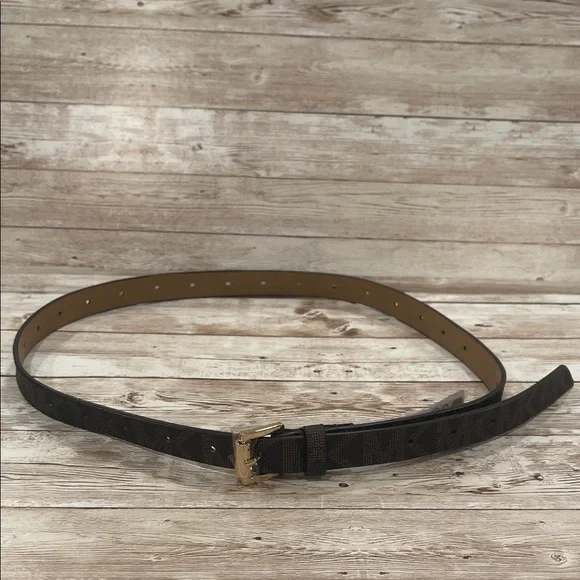 Michael Kors Brown‎ Monogram Belt with Gold Buckle NWT Retails $58 - Picture 5 of 6